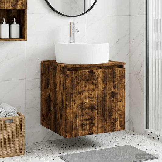 vidaXL Wall-Mounted Sink Vanity Smoked Oak 49.5 x 44.5 x 65 cm