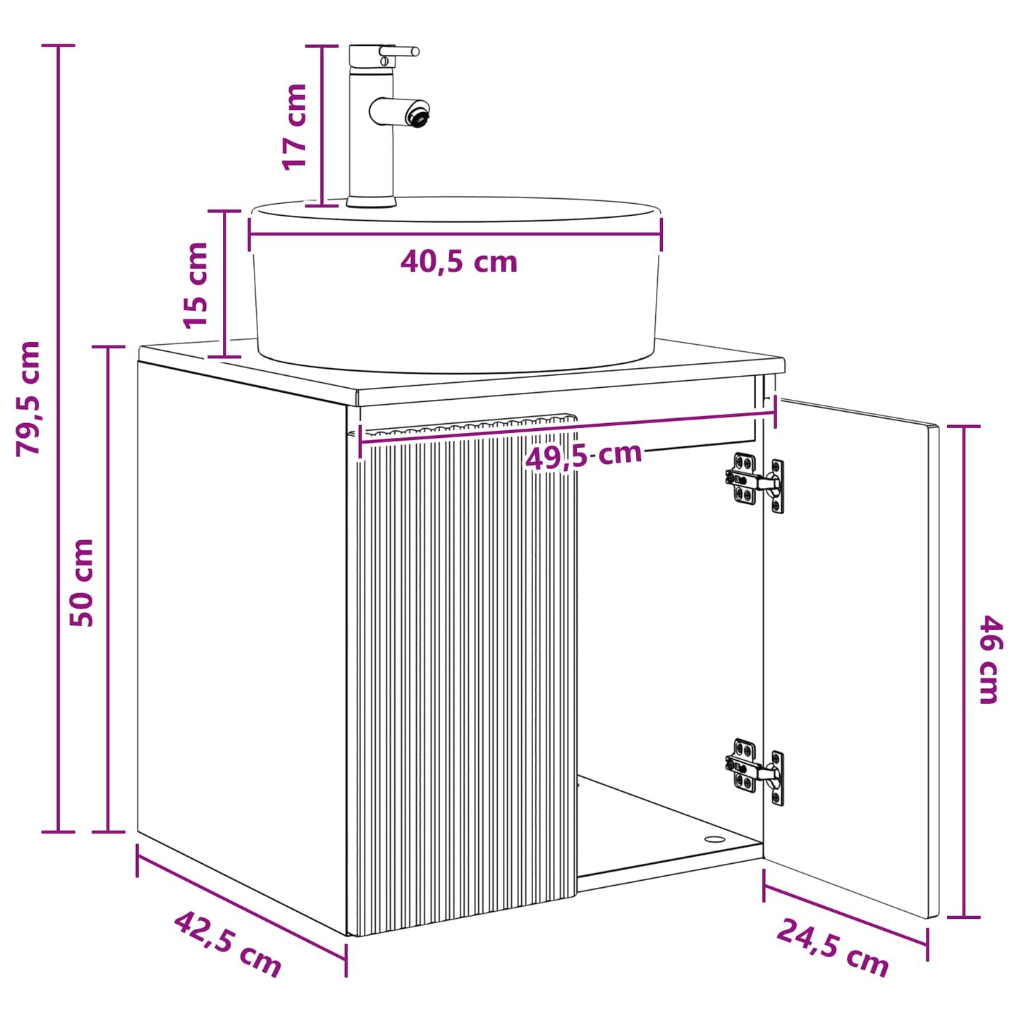 vidaXL Wall-Mounted Sink Vanity Grey Sonoma 49.5 x 44.5 x 65 cm