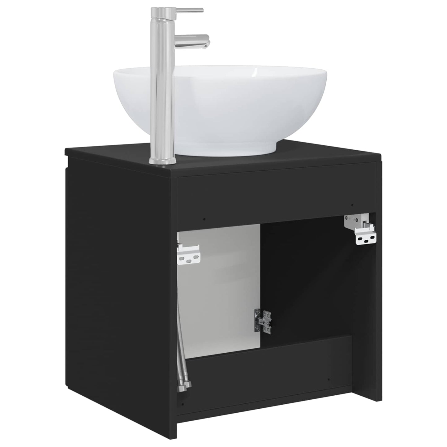 vidaXL Wall-Mounted Sink Vanity Black 49.5 x 44.5 x 65 cm