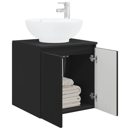 vidaXL Wall-Mounted Sink Vanity Black 49.5 x 44.5 x 65 cm
