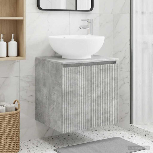 vidaXL Wall-Mounted Sink Vanity Concrete Grey 49.5 x 44.5 x 65 cm
