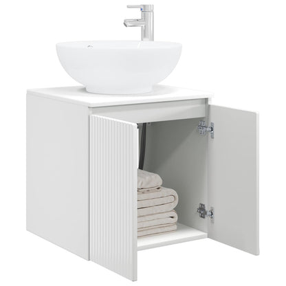 vidaXL Wall-Mounted Sink Vanity High Gloss White 49.5 x 44.5 x 65 cm