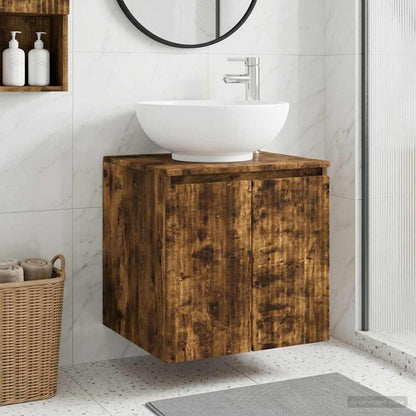 vidaXL Wall-Mounted Sink Vanity Smoked Oak 49.5 x 44.5 x 65 cm