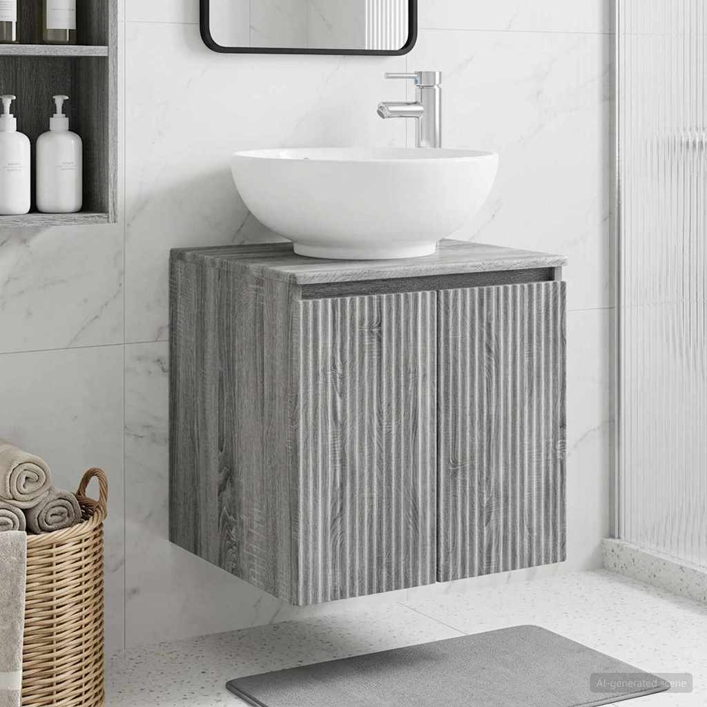vidaXL Wall-Mounted Sink Vanity Grey Sonoma 49.5 x 44.5 x 65 cm