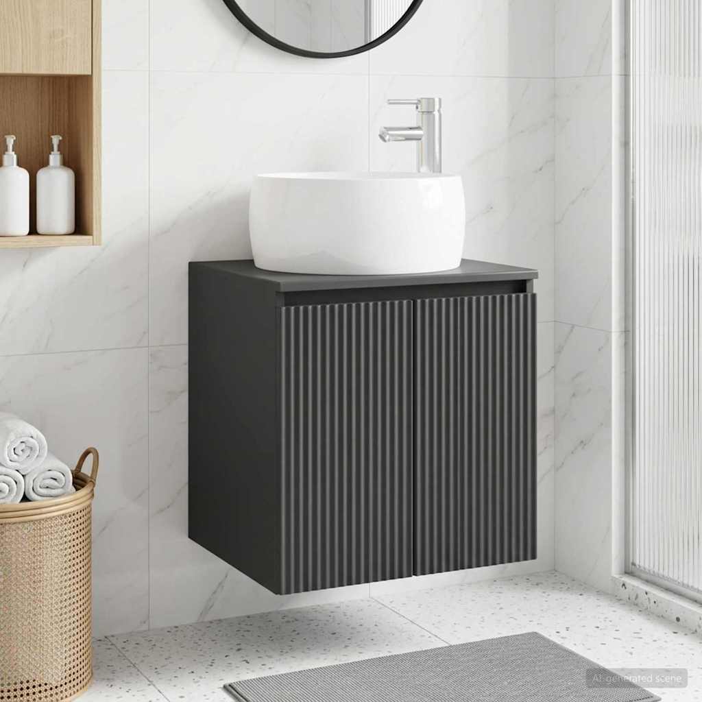 vidaXL Wall-Mounted Sink Vanity Black 49.5 x 44.5 x 66 cm