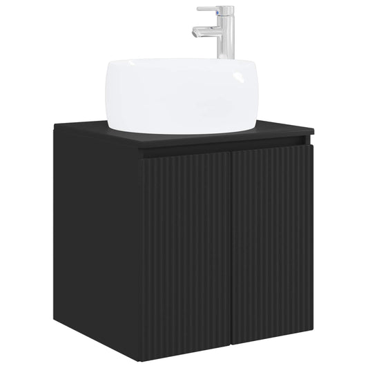 vidaXL Wall-Mounted Sink Vanity Black 49.5 x 44.5 x 66 cm