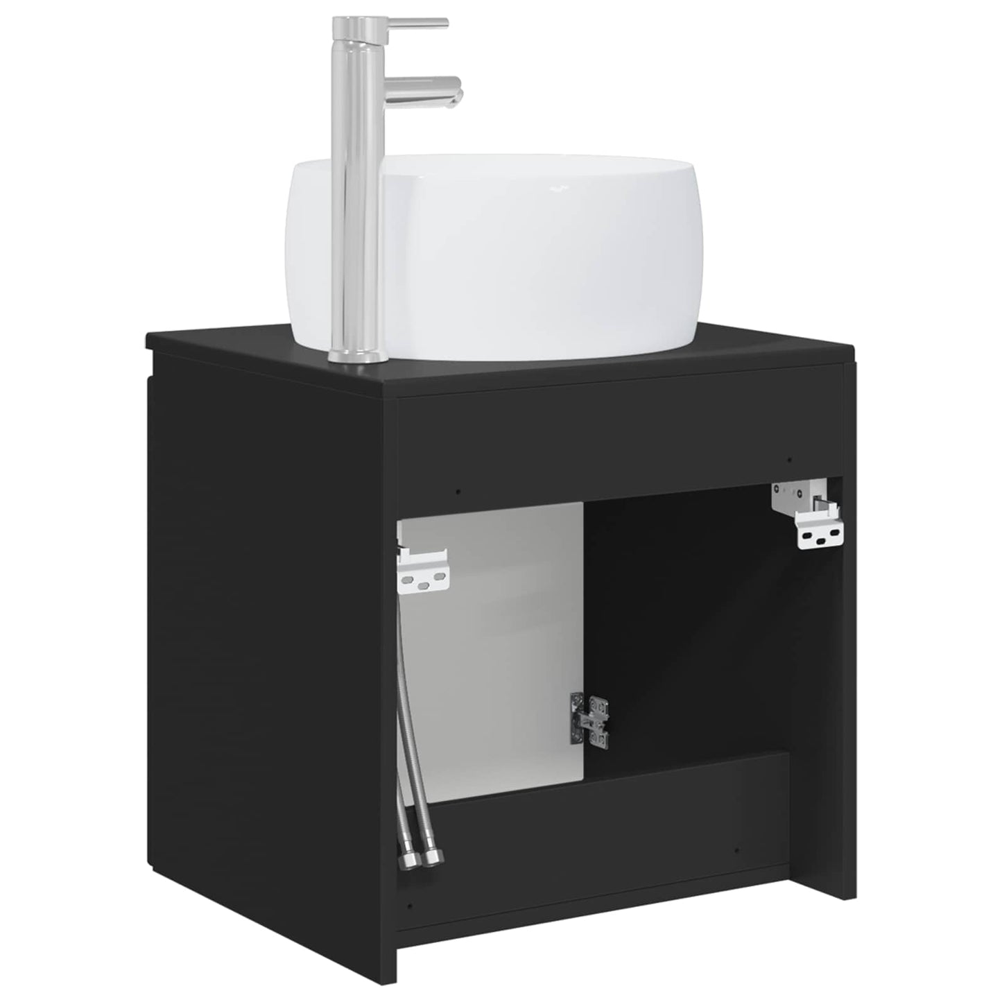 vidaXL Wall-Mounted Sink Vanity Black 49.5 x 44.5 x 66 cm