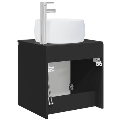 vidaXL Wall-Mounted Sink Vanity Black 49.5 x 44.5 x 66 cm