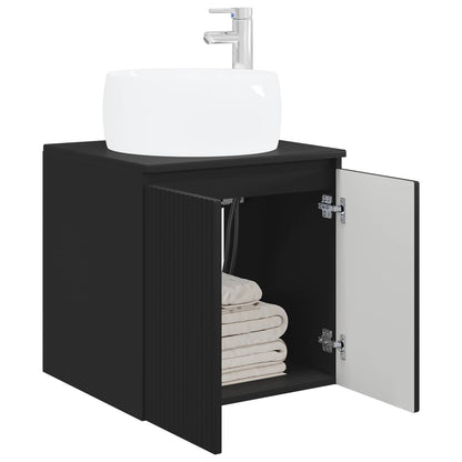 vidaXL Wall-Mounted Sink Vanity Black 49.5 x 44.5 x 66 cm