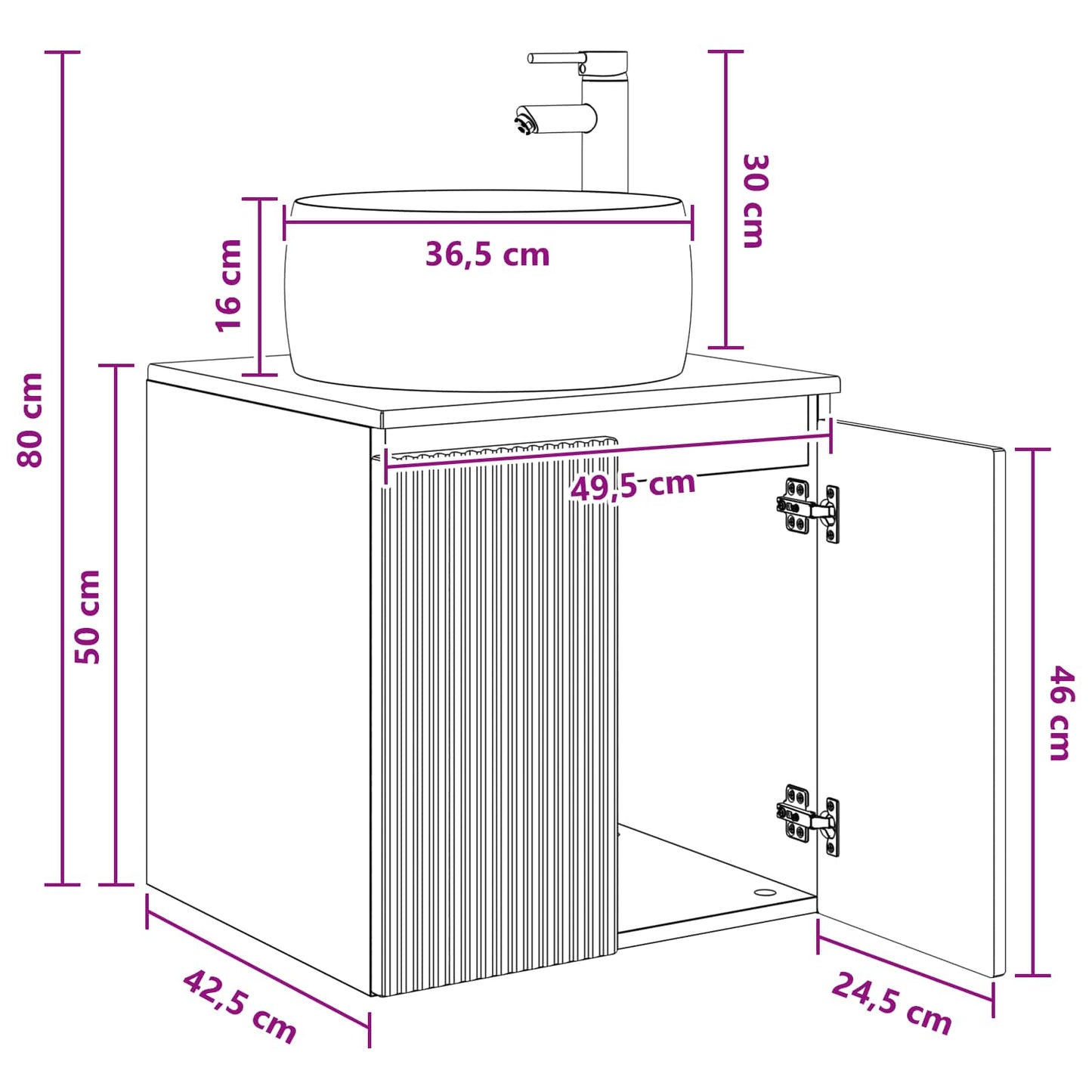 vidaXL Wall-Mounted Sink Vanity Sonoma Oak 49.5 x 44.5 x 66 cm