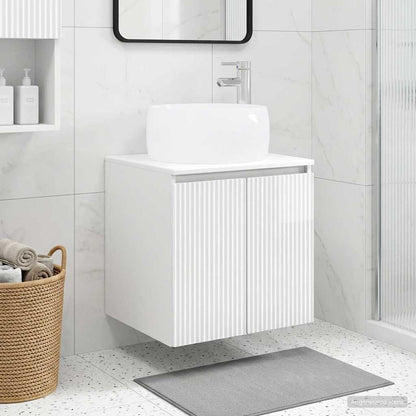 vidaXL Wall-Mounted Sink Vanity High Gloss White 49.5 x 44.5 x 66 cm