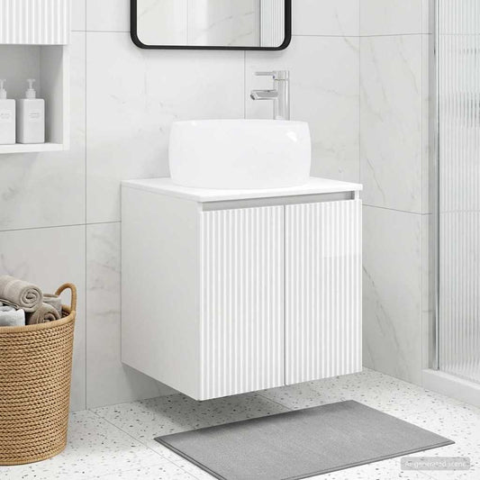 vidaXL Wall-Mounted Sink Vanity High Gloss White 49.5 x 44.5 x 66 cm