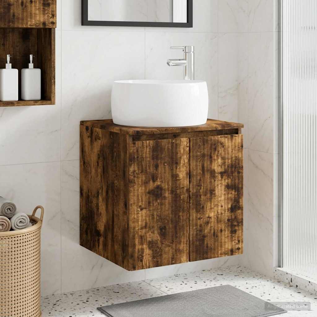 vidaXL Wall-Mounted Sink Vanity Smoked Oak 49.5 x 44.5 x 66 cm