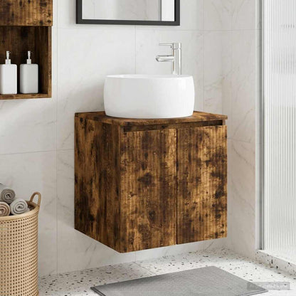 vidaXL Wall-Mounted Sink Vanity Smoked Oak 49.5 x 44.5 x 66 cm