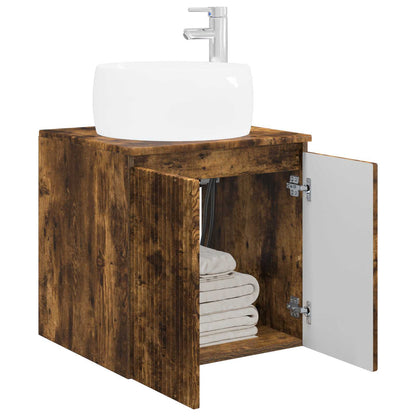 vidaXL Wall-Mounted Sink Vanity Smoked Oak 49.5 x 44.5 x 66 cm