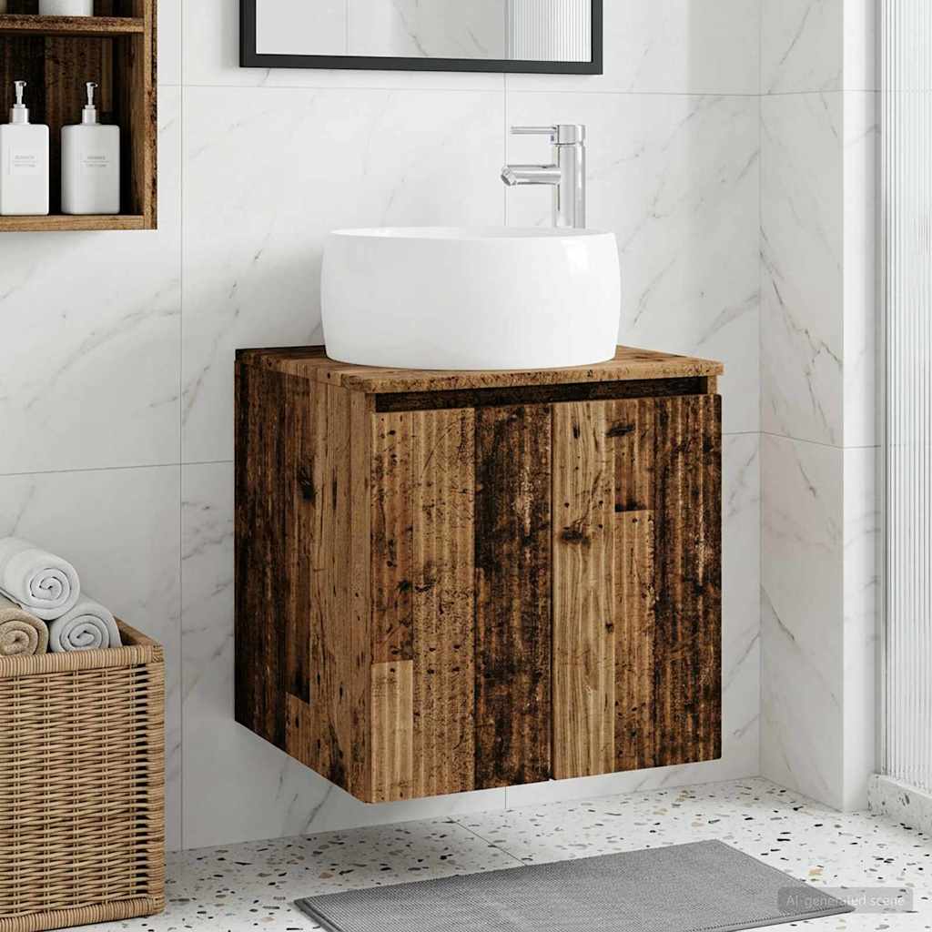 vidaXL Wall-Mounted Sink Vanity Old Wood 49.5 x 44.5 x 66 cm