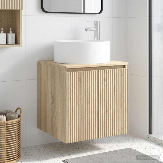 vidaXL Wall-mounted Sink Vanity Sonoma Oak 49.5 x 44.5 x 65.5 cm