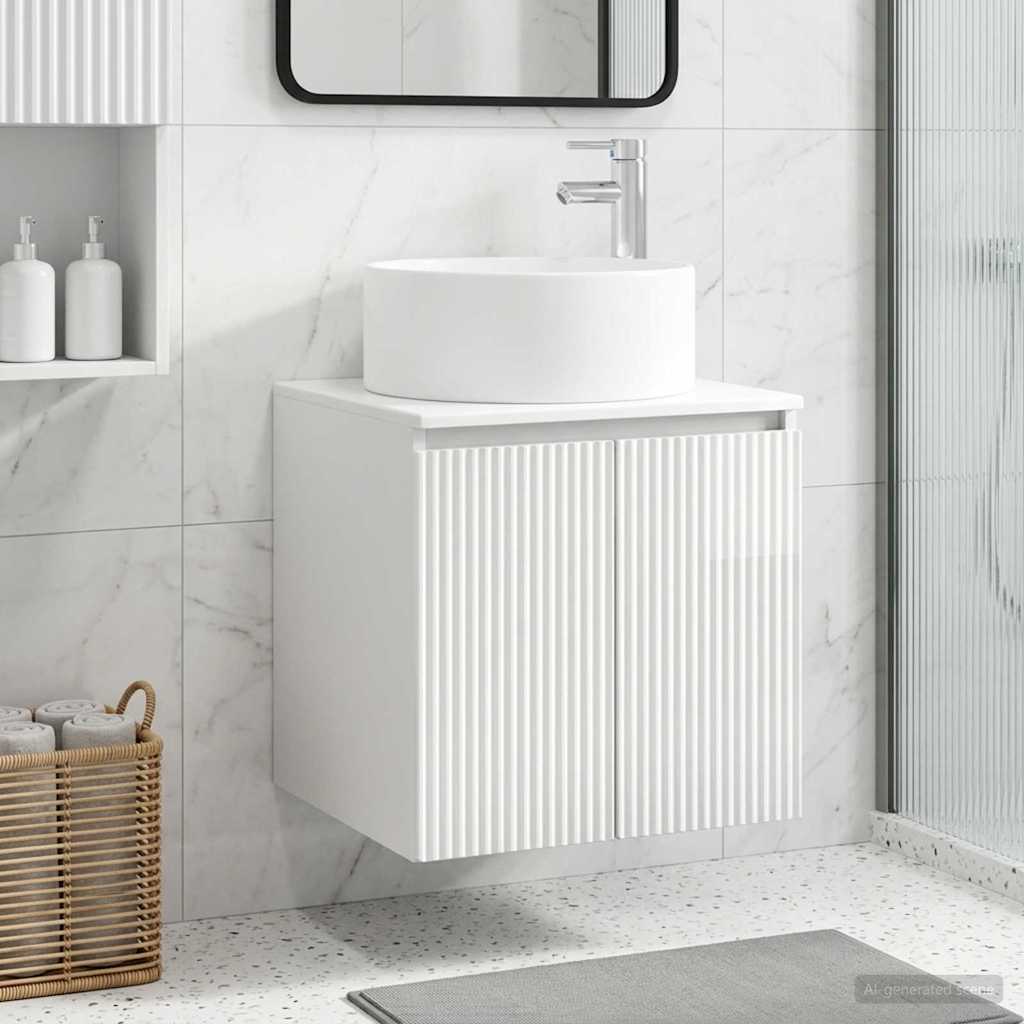 vidaXL Wall-mounted Sink Vanity High Gloss White 49.5 x 44.5 x 65.5 cm