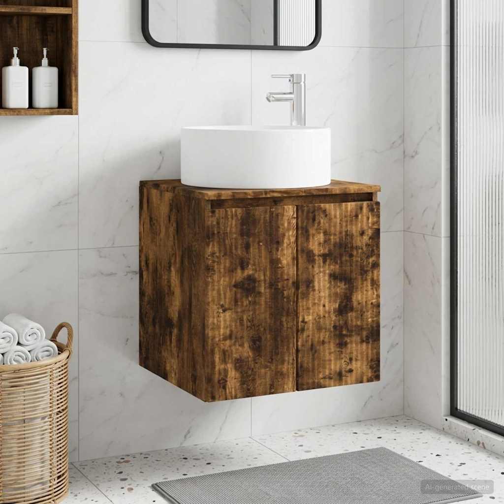 vidaXL Wall-mounted Sink Vanity Smoked Oak 49.5 x 44.5 x 65.5 cm