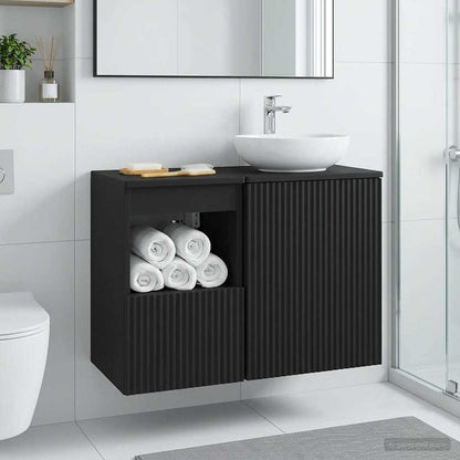 vidaXL Bathroom Cabinet Black 30 x 35 x 50 cm Engineered Wood