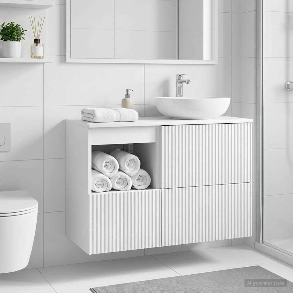 vidaXL Bathroom Cabinet High Gloss White 30 x 35 x 50 cm