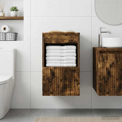 vidaXL Bathroom Cabinet Smoked Oak 30 x 35 x 50 cm Engineered Wood