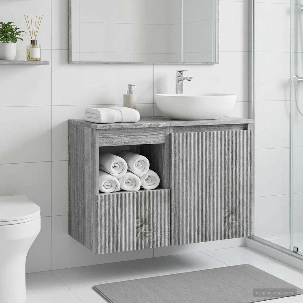 vidaXL Bathroom Cabinet Grey Sonoma 30 x 35 x 50 cm Engineered Wood