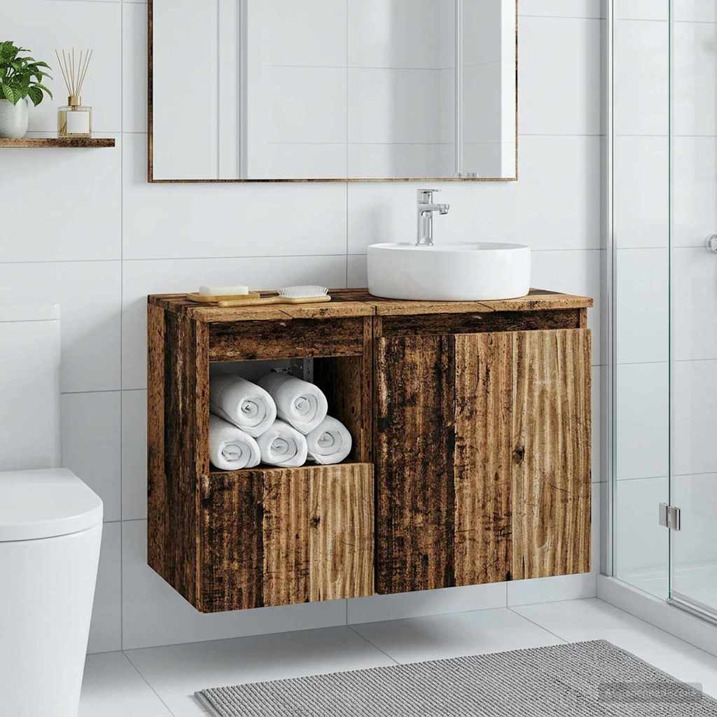 vidaXL Bathroom Cabinet Old Wood 30 x 35 x 50 cm Engineered Wood