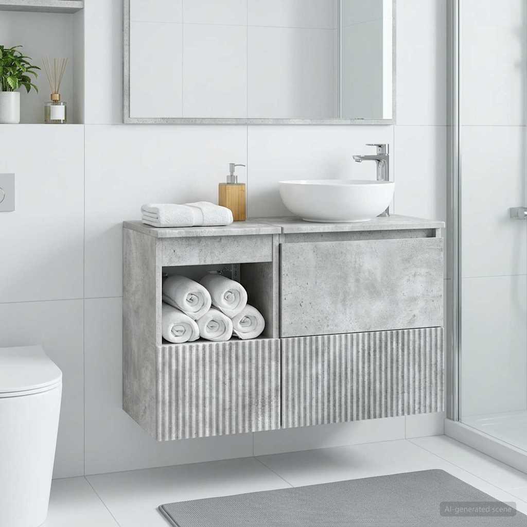vidaXL Bathroom Cabinet Concrete Grey 30 x 41 x 50 cm Engineered Wood