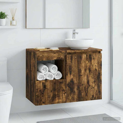 vidaXL Bathroom Cabinet Smoked Oak 30 x 41 x 50 cm Engineered Wood