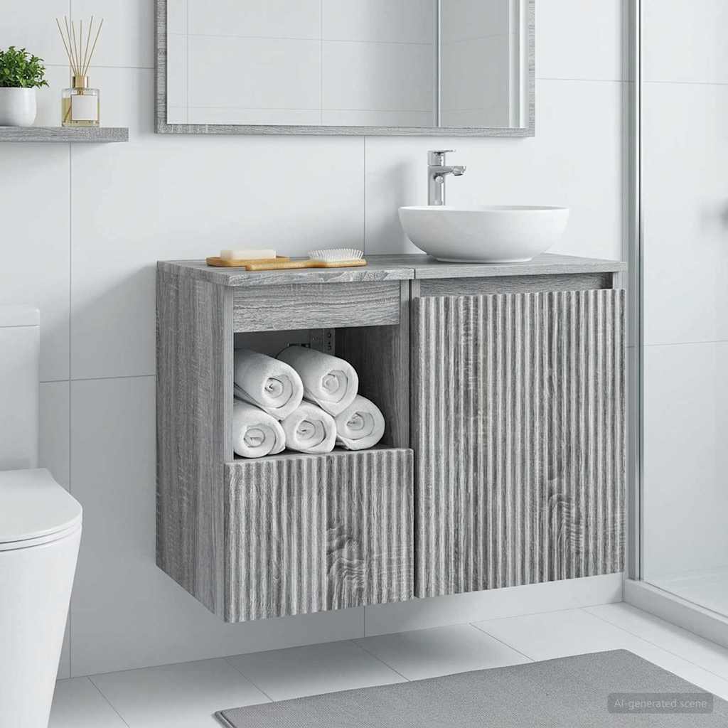 vidaXL Bathroom Cabinet Grey Sonoma 30 x 41 x 50 cm Engineered Wood