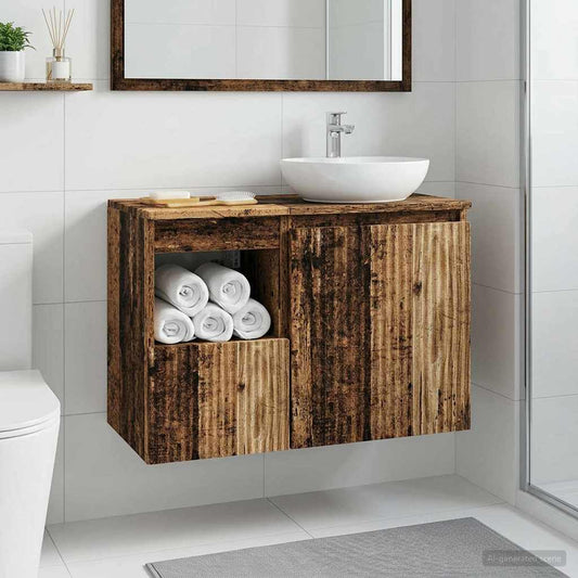 vidaXL Bathroom Cabinet Old Wood 30 x 41 x 50 cm Engineered Wood