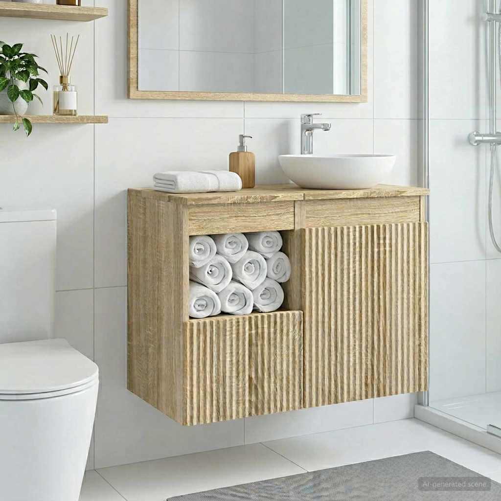 vidaXL Bathroom Cabinet Sonoma Oak 30 x 44.5 x 50 cm Engineered Wood