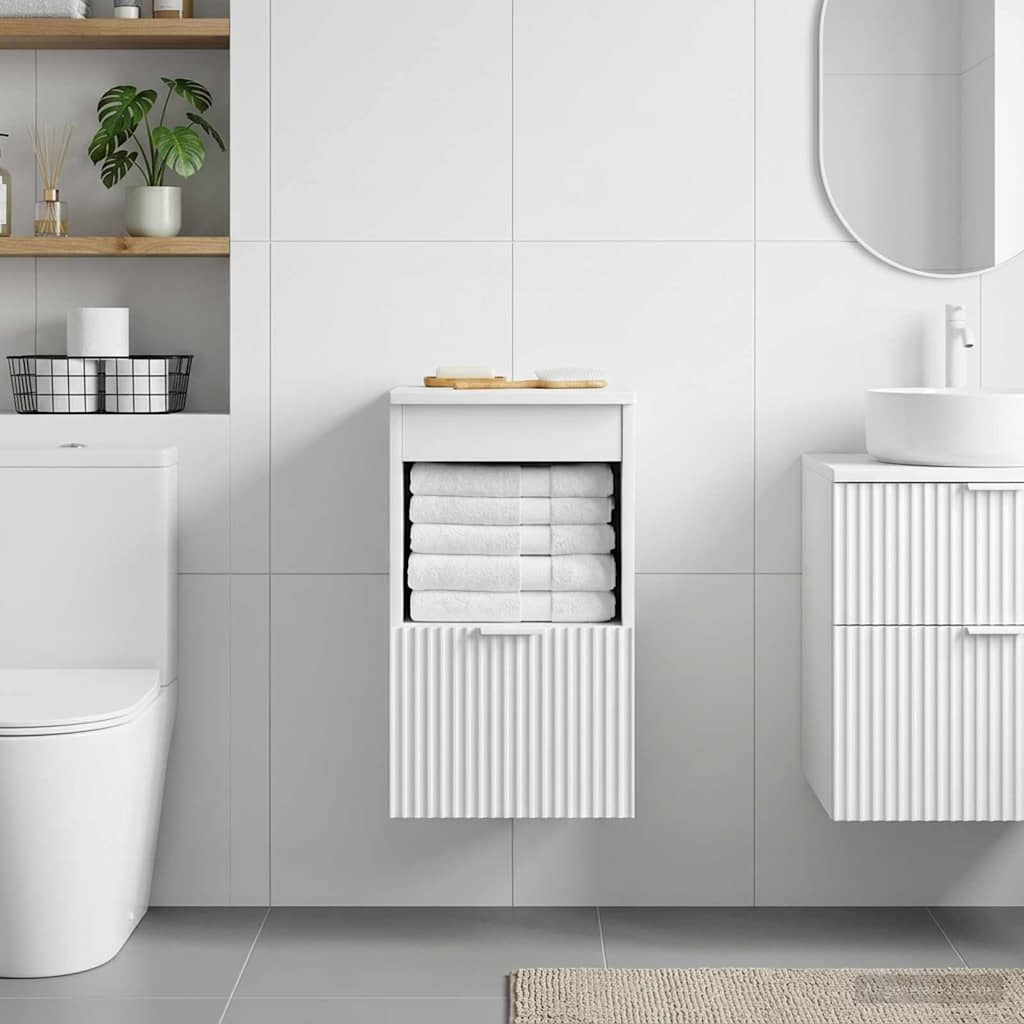 vidaXL Bathroom Cabinet High Gloss White 30 x 44.5 x 50 cm