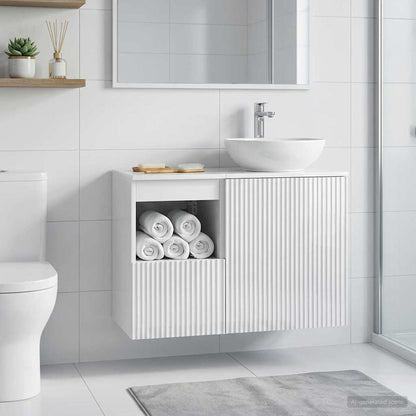 vidaXL Bathroom Cabinet High Gloss White 30 x 44.5 x 50 cm