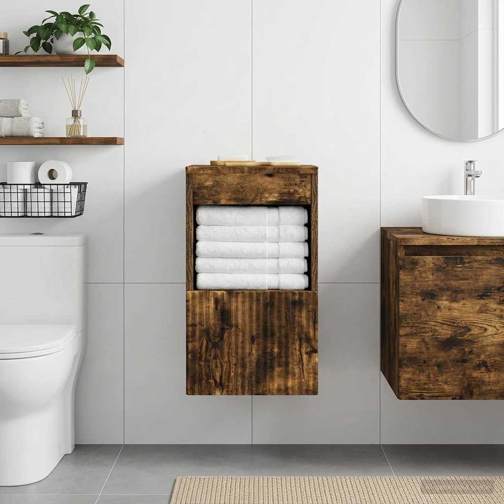 vidaXL Bathroom Cabinet Smoked Oak 30 x 44.5 x 50 cm Engineered Wood