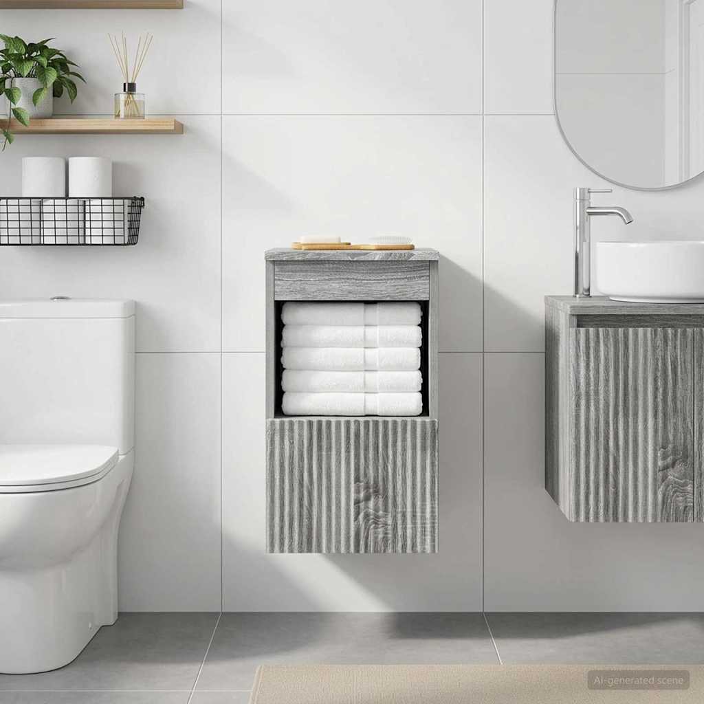 vidaXL Bathroom Cabinet Grey Sonoma 30 x 44.5 x 50 cm Engineered Wood