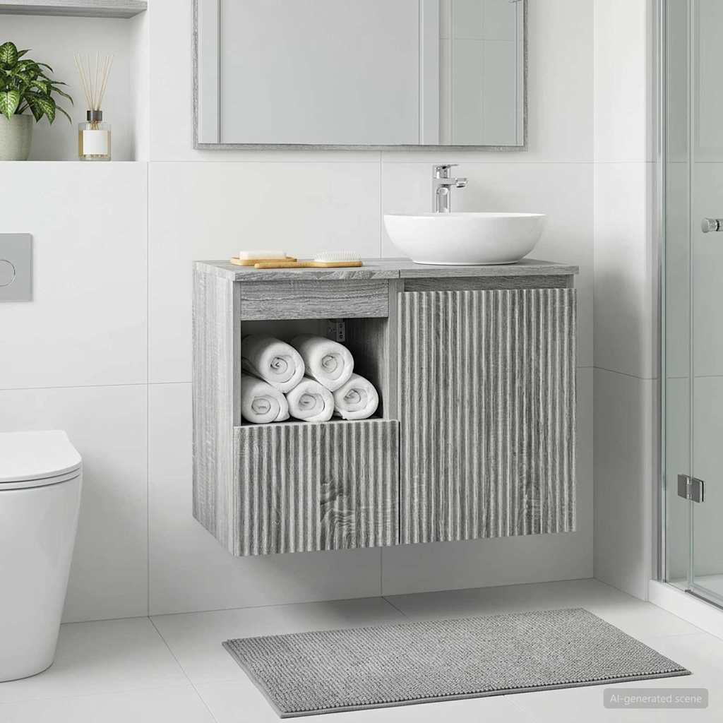 vidaXL Bathroom Cabinet Grey Sonoma 30 x 44.5 x 50 cm Engineered Wood