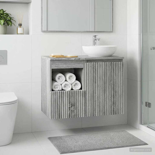 vidaXL Bathroom Cabinet Grey Sonoma 30 x 44.5 x 50 cm Engineered Wood