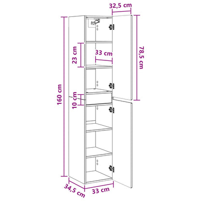 vidaXL Wall-mounted Bathroom Cabinet White 33 x 34.5 x 160 cm