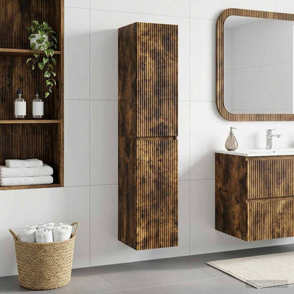 vidaXL Wall-mounted Bathroom Cabinet Smoked Oak 33 x 34.5 x 160 cm