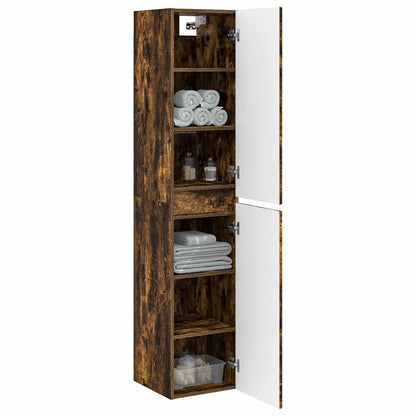 vidaXL Wall-mounted Bathroom Cabinet Smoked Oak 33 x 34.5 x 160 cm