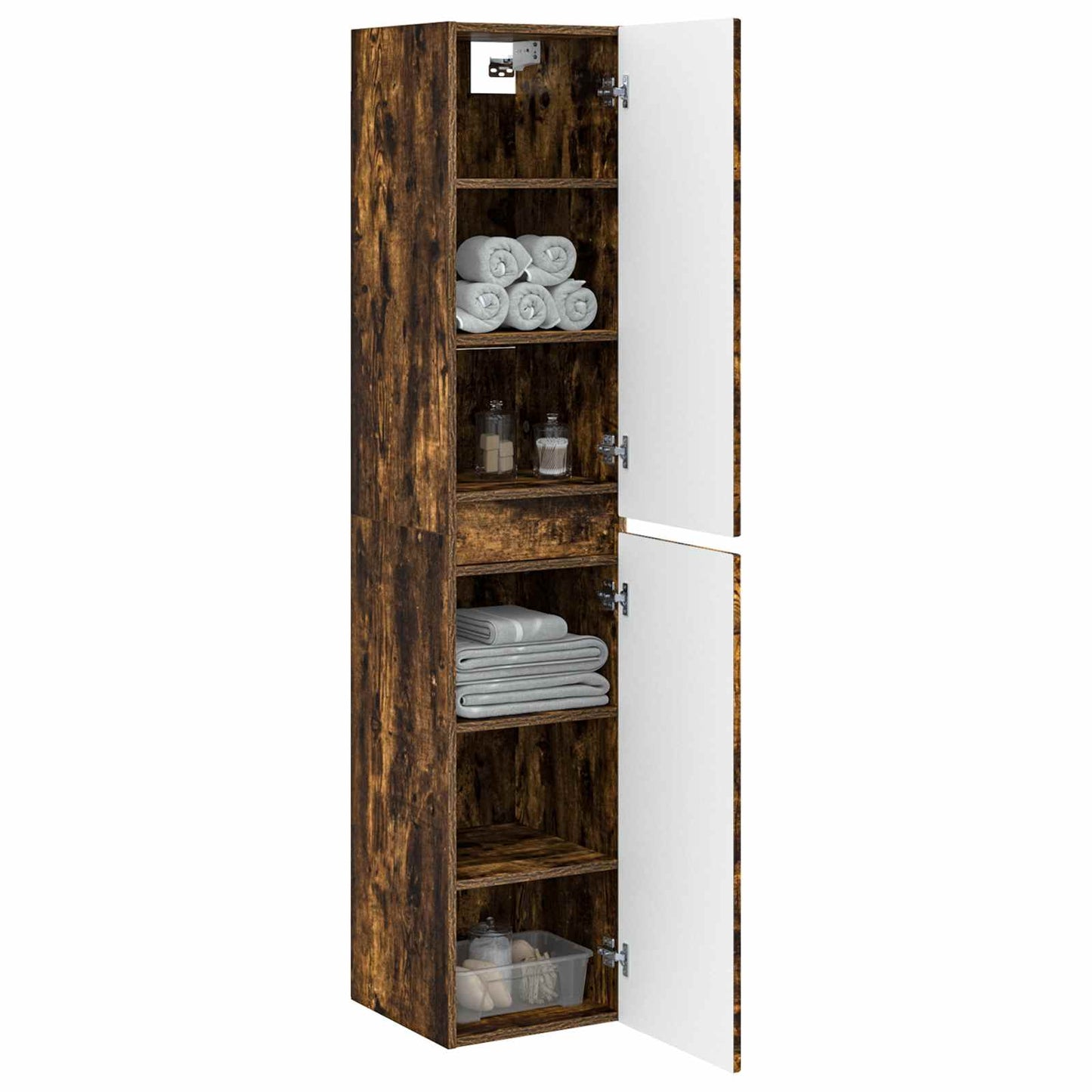 vidaXL Wall-mounted Bathroom Cabinet Smoked Oak 33 x 34.5 x 160 cm
