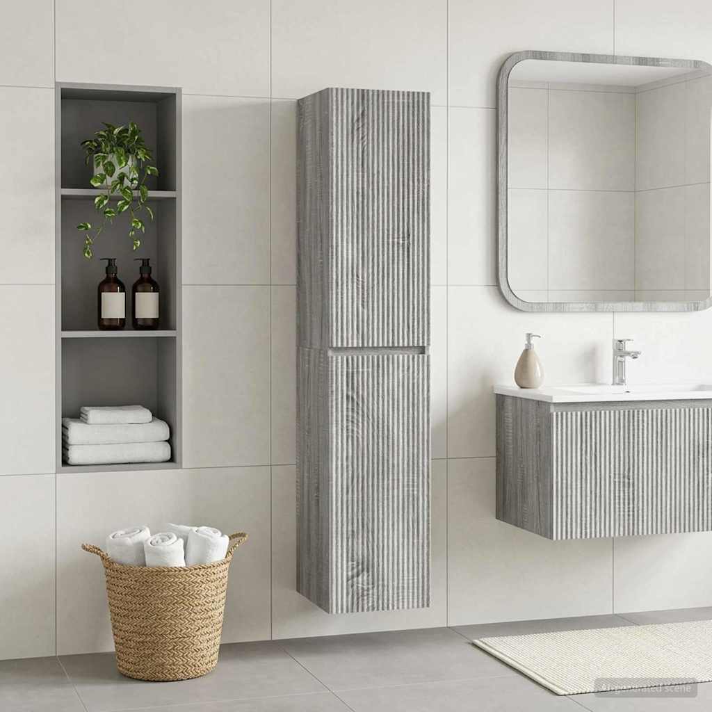vidaXL Wall-mounted Bathroom Cabinet Grey Sonoma 33 x 34.5 x 160 cm