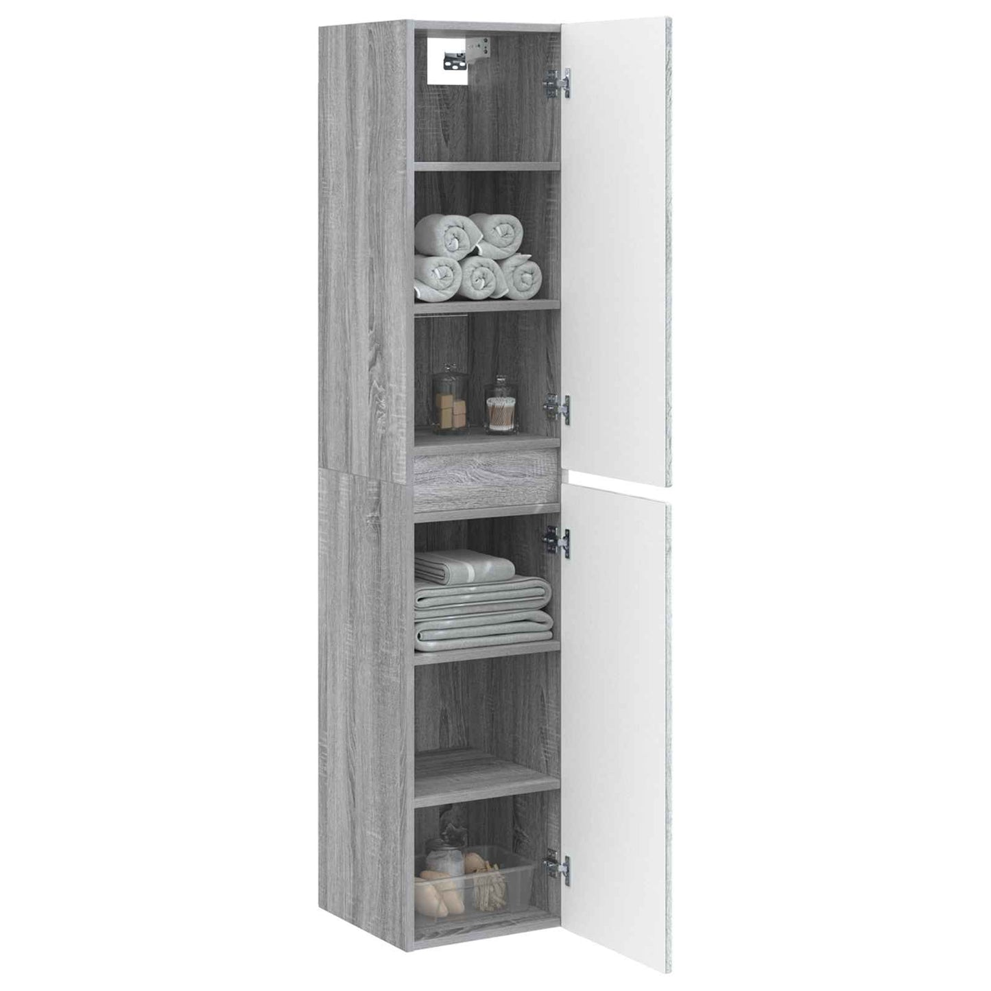 vidaXL Wall-mounted Bathroom Cabinet Grey Sonoma 33 x 34.5 x 160 cm
