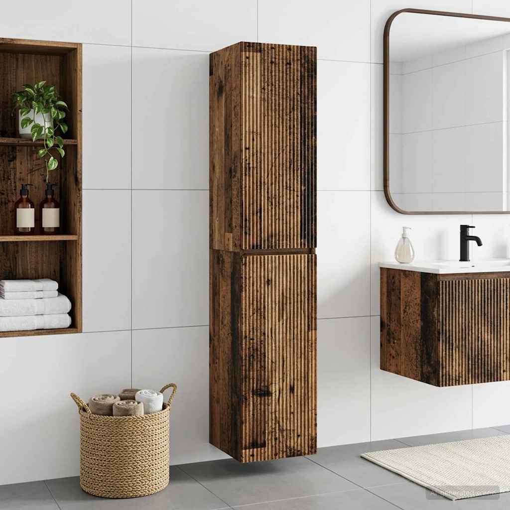 vidaXL Wall-mounted Bathroom Cabinet Old Wood 33 x 34.5 x 160 cm
