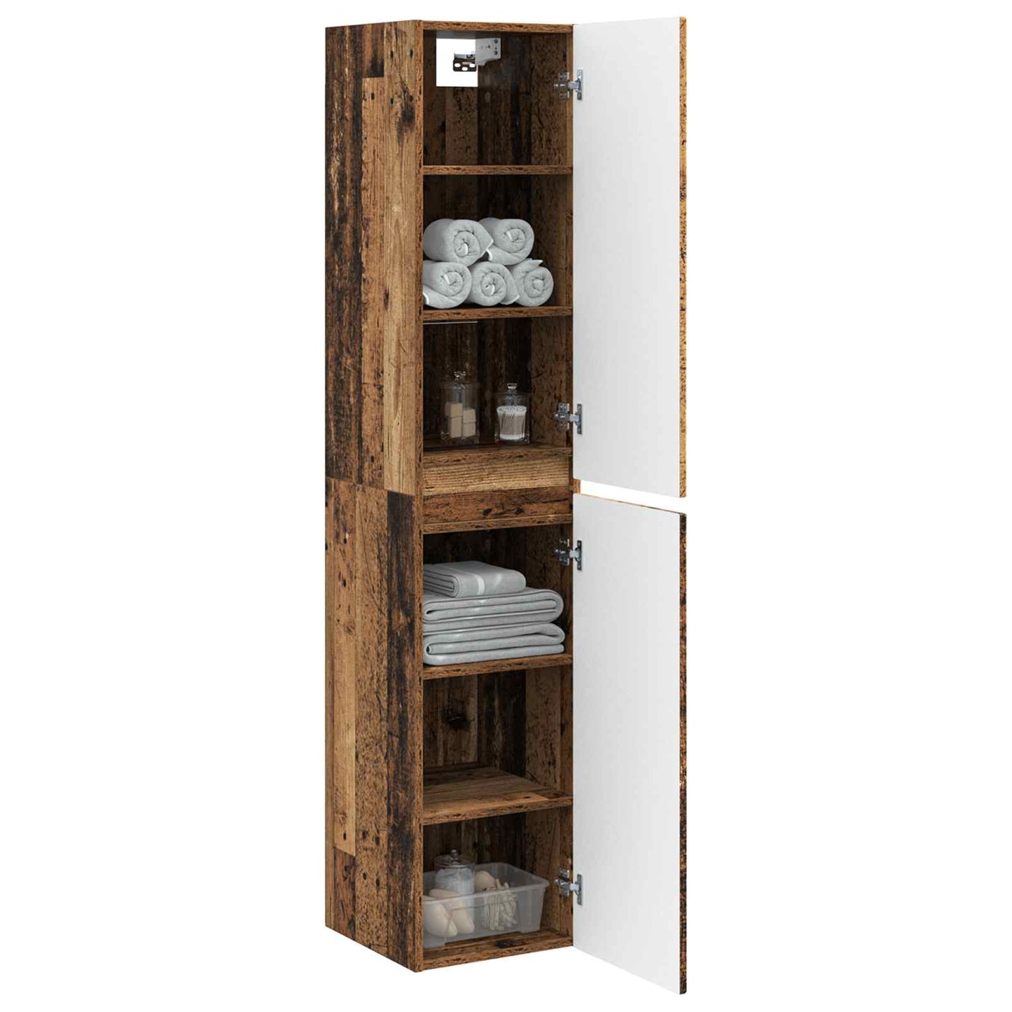 vidaXL Wall-mounted Bathroom Cabinet Old Wood 33 x 34.5 x 160 cm