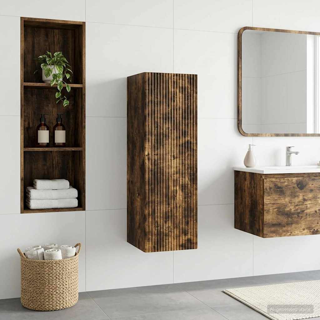 vidaXL Wall-mounted Bathroom Cabinet Smoked Oak 33 x 34.5 x 100 cm