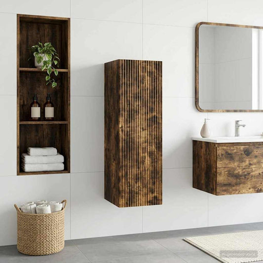 vidaXL Wall-mounted Bathroom Cabinet Smoked Oak 33 x 34.5 x 100 cm