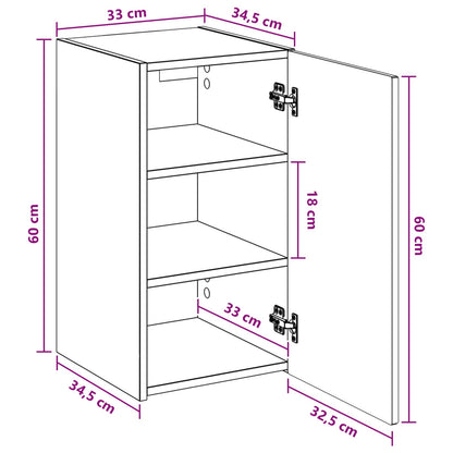 vidaXL Wall-mounted Bathroom Cabinet Smoked Oak 33 x 34.5 x 60 cm